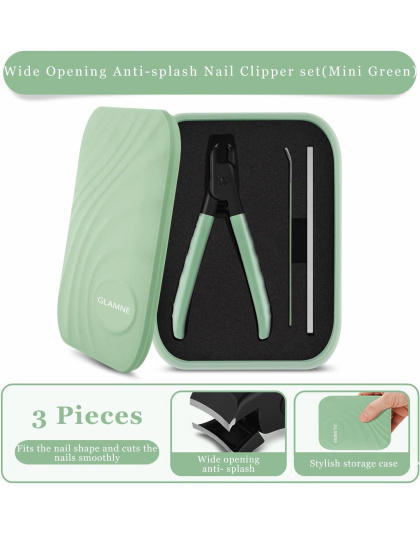 Nail Clippers for Thick Nails with Catcher, Wide Jaw Fingernail and Toenail Cutter for Seniors with Crystal Nail File Cuticle Fork and Storage Case (Mint Green)